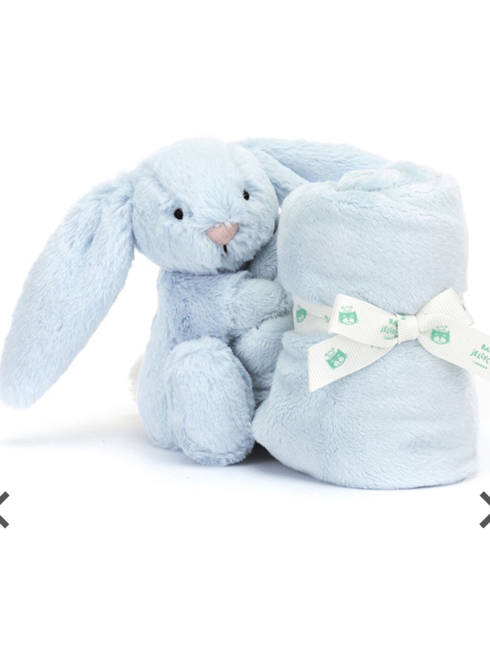 Jellycat Pale Blue Bashful Bunny Soother with Blanket NWT